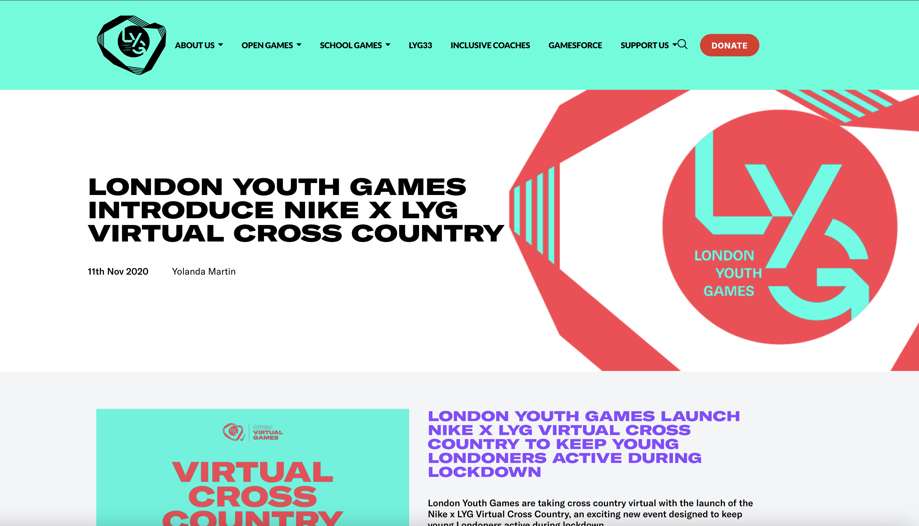 London Youth Games news page